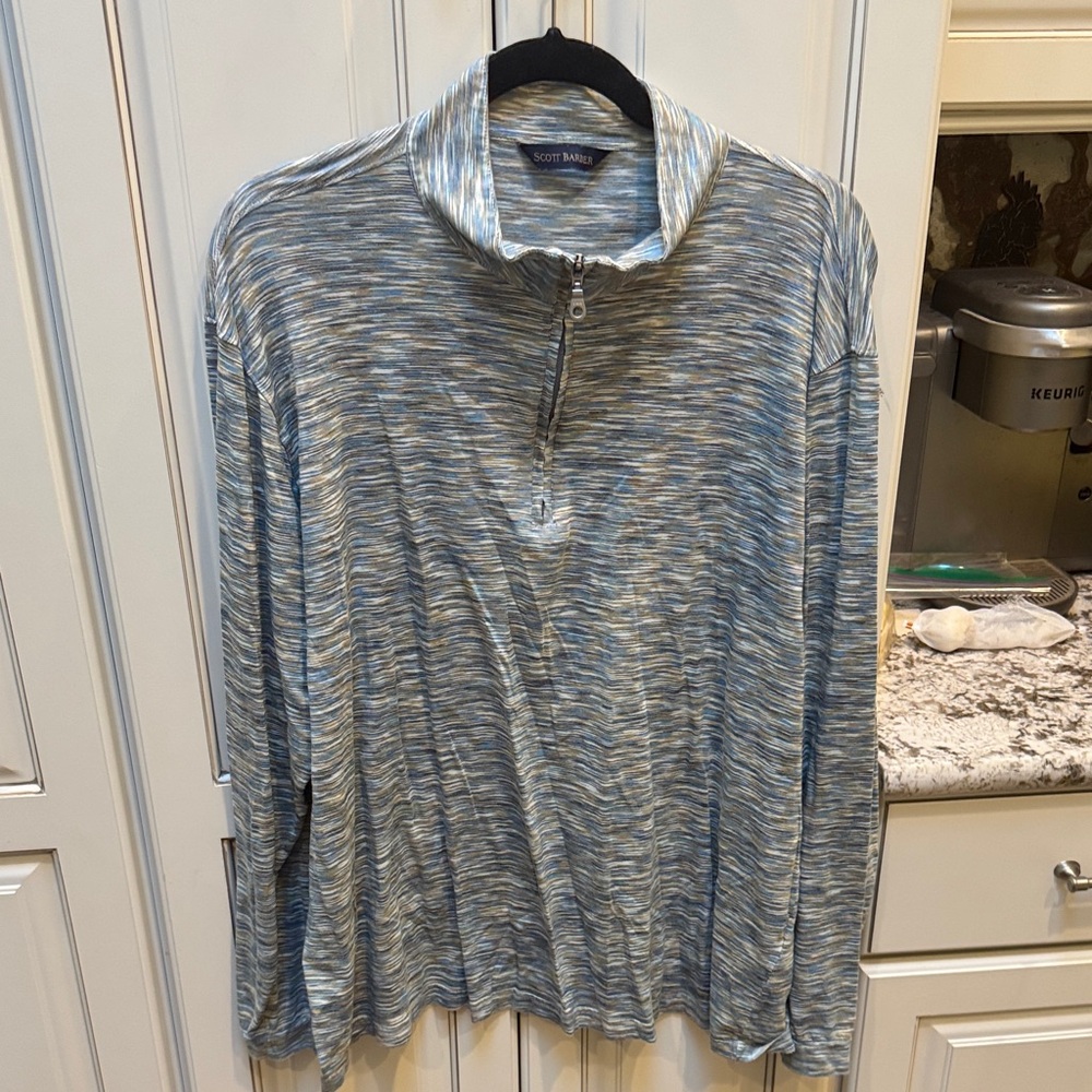Scott Barber Blue and Gray Striped Pullover